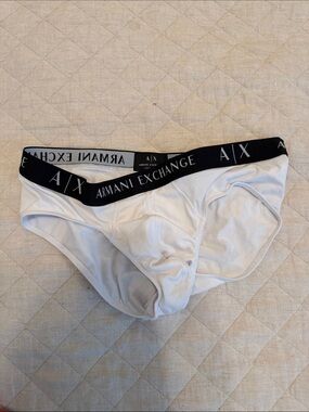 Armani Exchange White Briefs with Black Branded Waistband